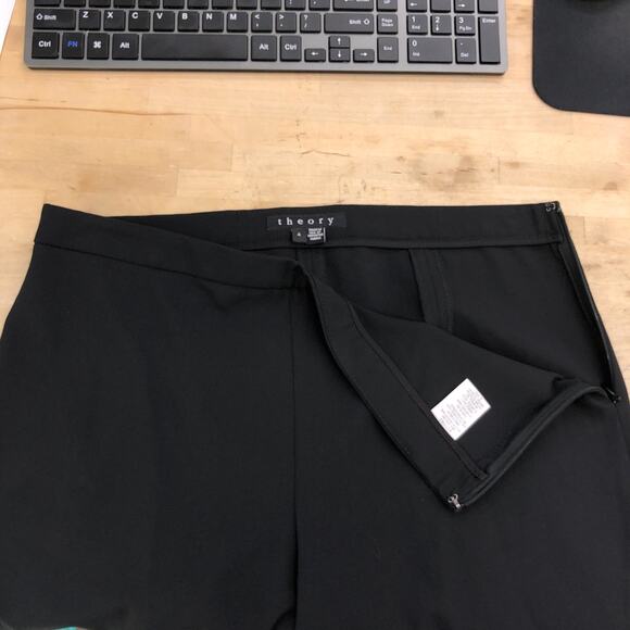 Theory Womens Size 4 Pants Trousers High Waist Wool Lined Stretch Side Zip Black - Picture 10 of 13